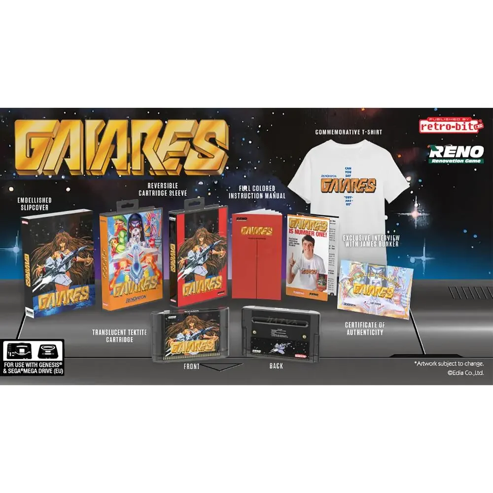 Game - Gaiares [Retro-Bit Edition] w/ Promo T-shirt (NEW) - GENESIS - Retro-bit